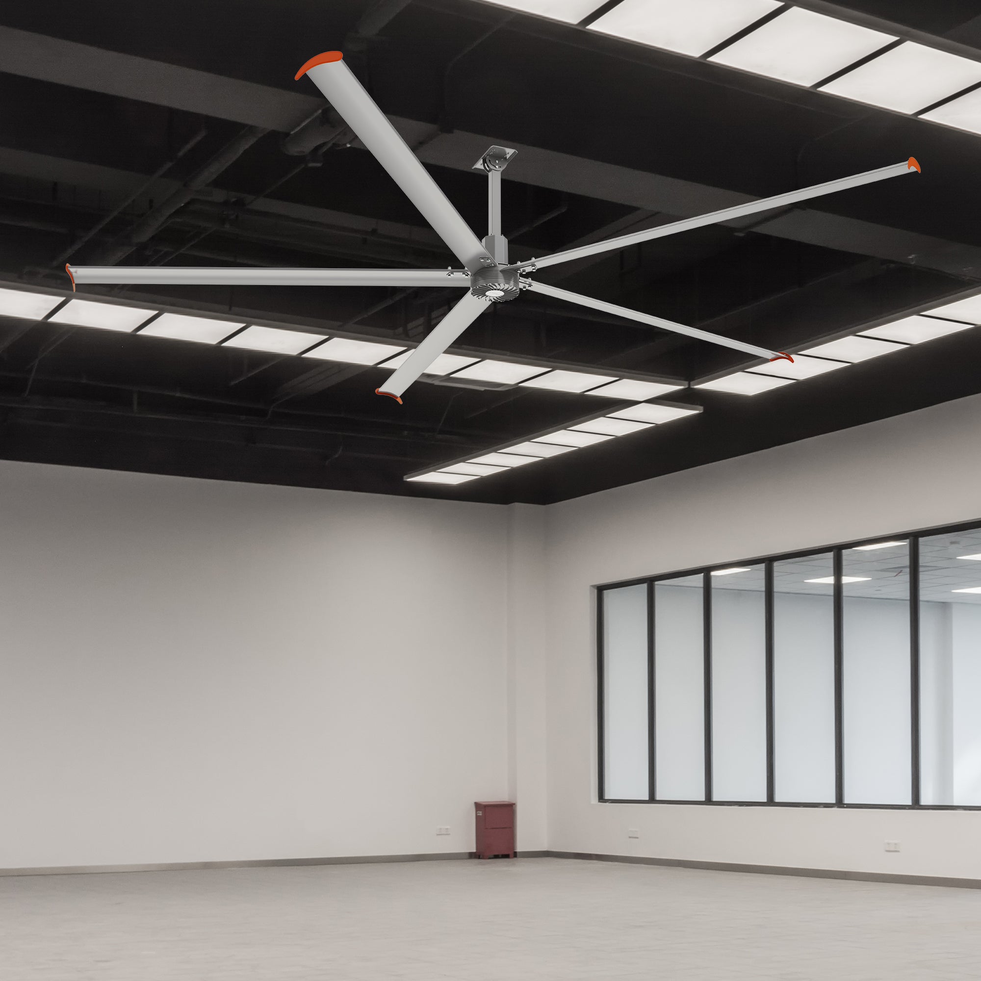 MAKANI 16ft 5-Blade 240V Industrial HVLS Fan with Wall Control - Silver