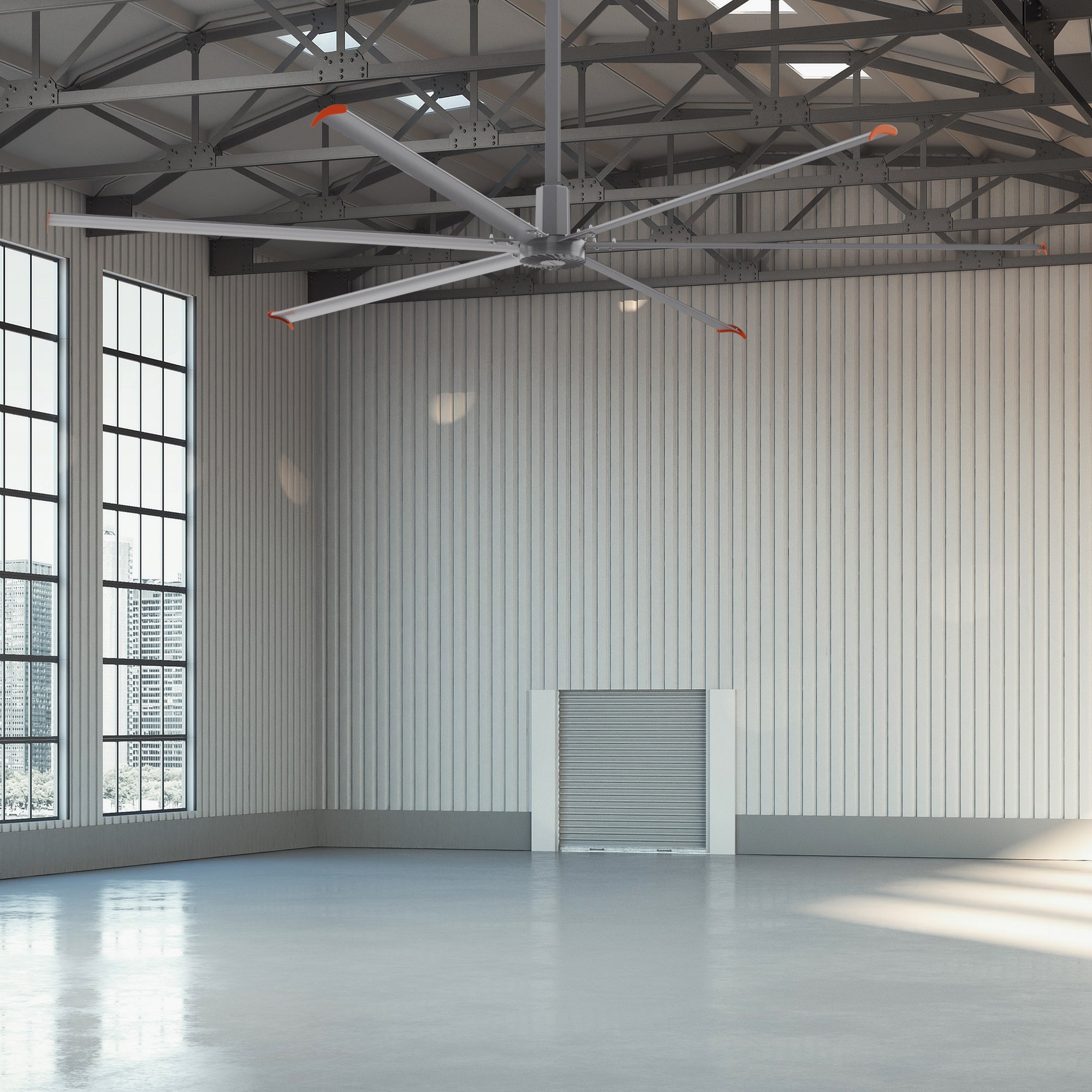 VISBY  20ft 6-Blade 480V Industrial HVLS Fan with Wall Control - Silver