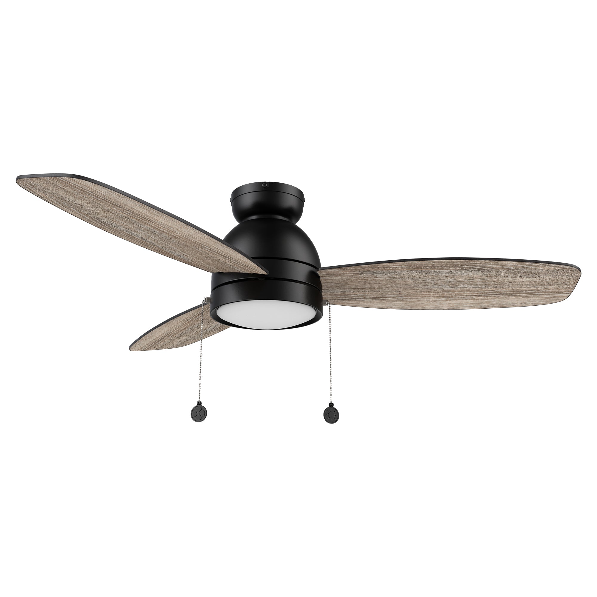GREENWOOD 48" 3-Blade Flush Mount Ceiling Fan with LED Light & Pull Chain