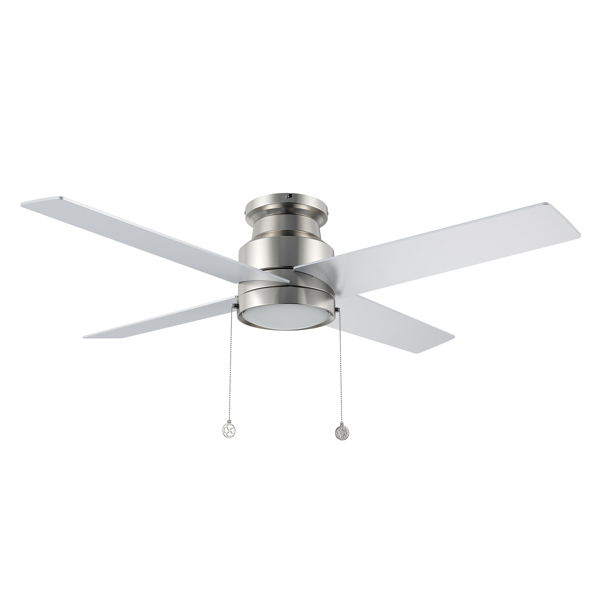ASCOTT 52 inch 4-Blade Flush Mount Ceiling Fan with LED Light & Pull Chain