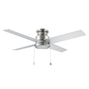 ASCOTT 52 inch 4-Blade Flush Mount Ceiling Fan with LED Light & Pull Chain