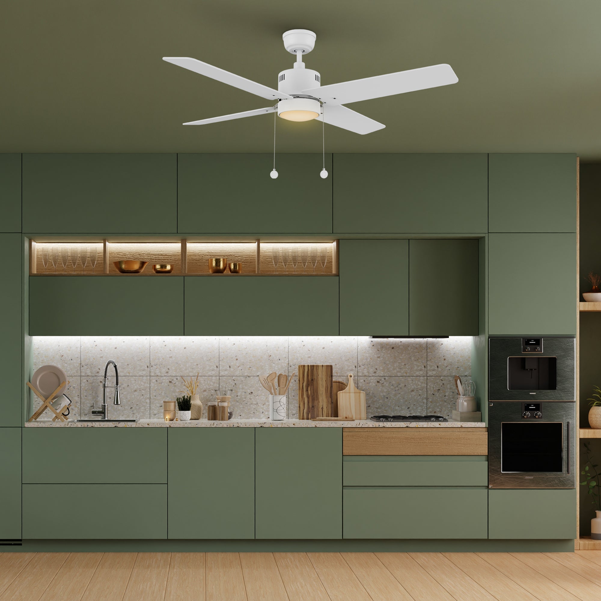 APEX 52 inch 4-Blade Ceiling Fan with LED Light & Pull Chain
