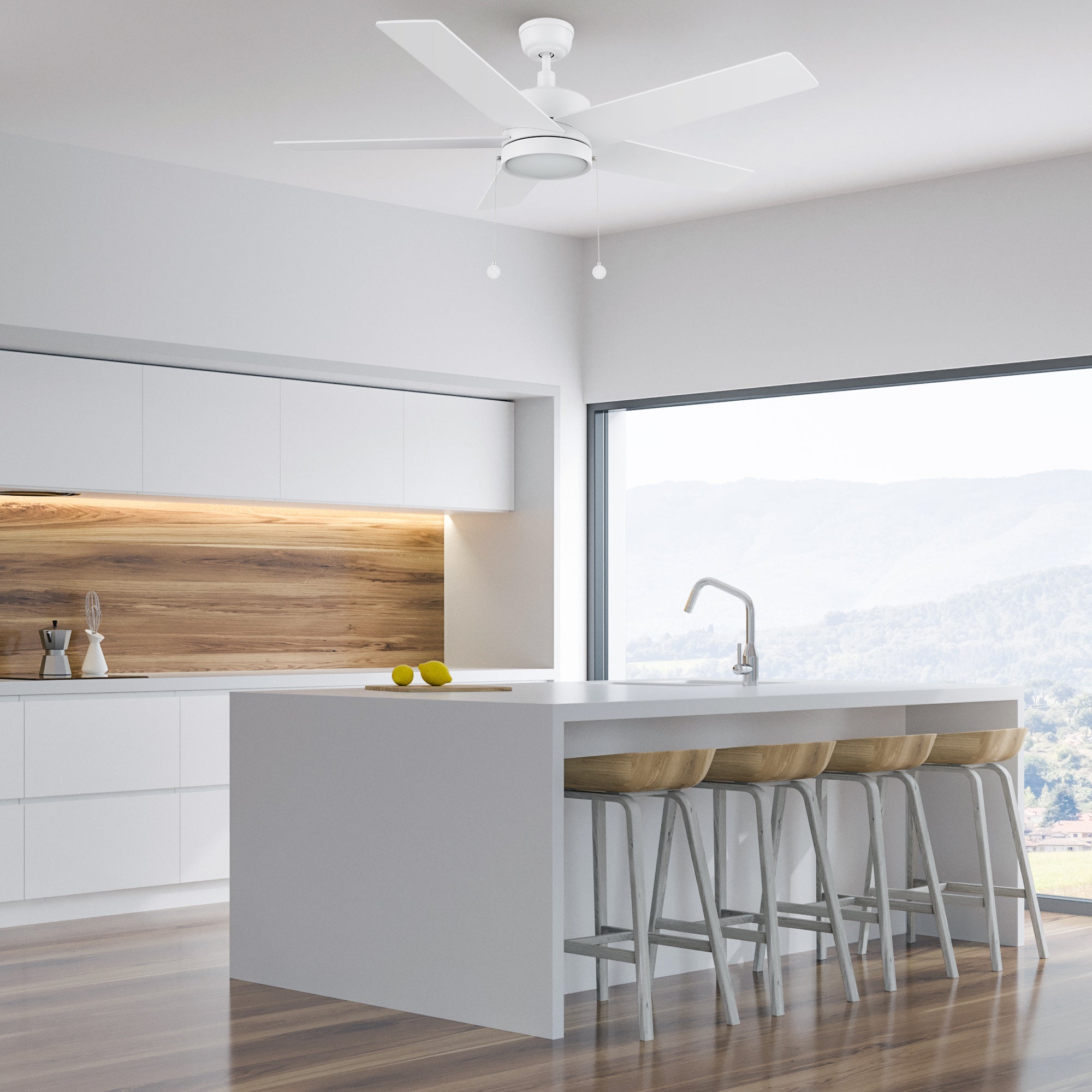 ASCOTT 52 inch 5-Blade Ceiling Fan with LED Light & Pull Chain