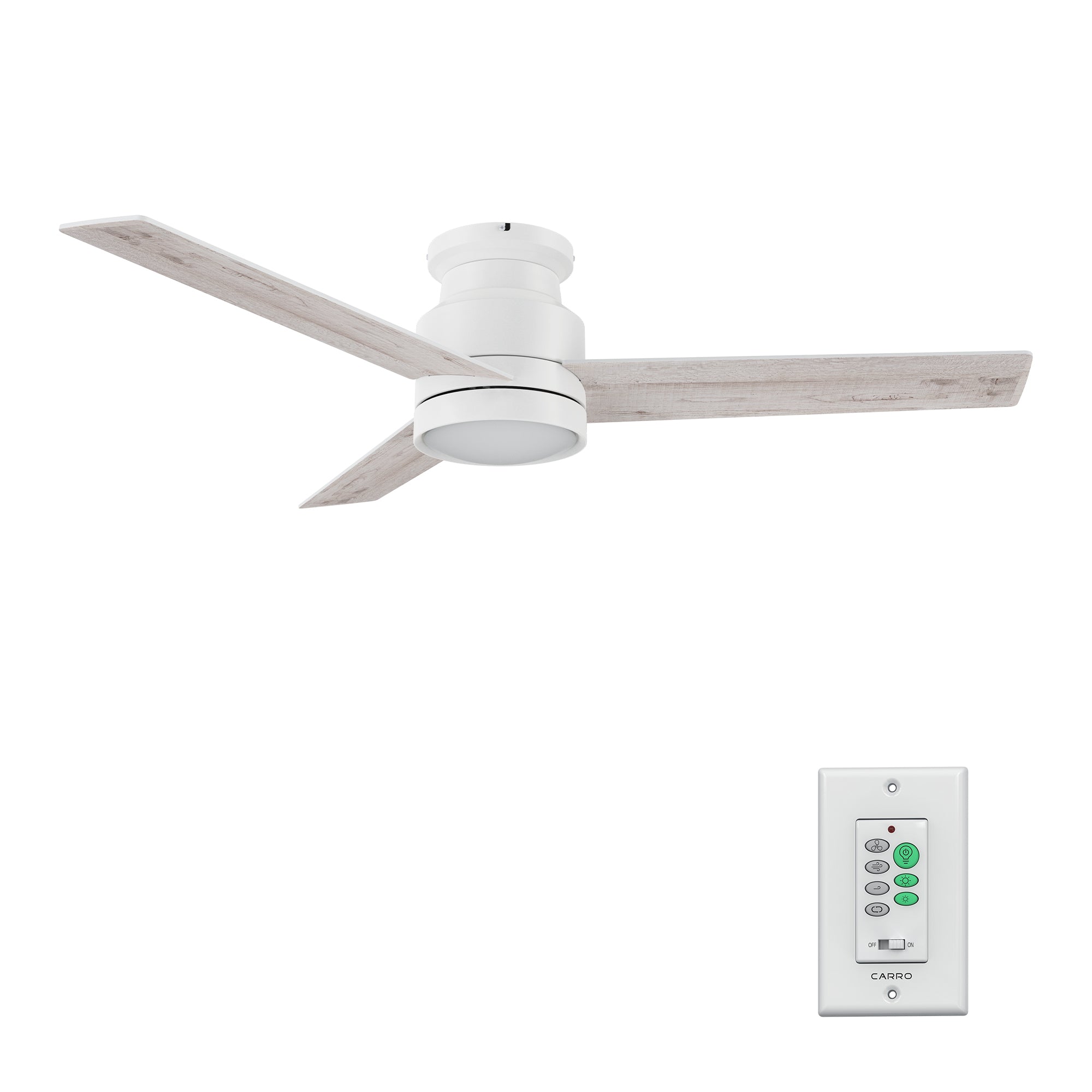 SANTANA 52 inch 3-Blade Flush Mount Ceiling Fan with LED light & Wall Control