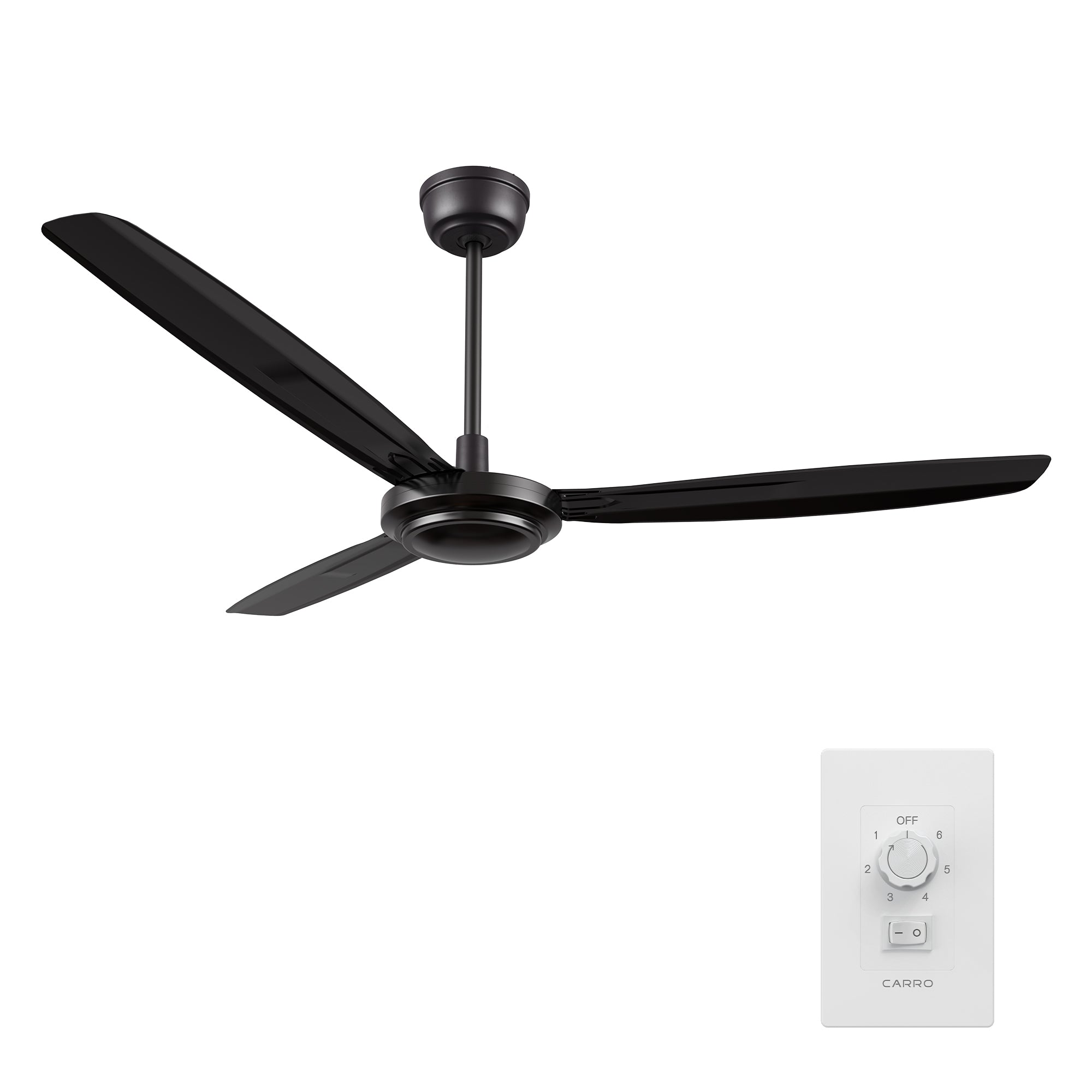 OBERON 56 inch 3-Blade No Light Ceiling Fan with Wall Control