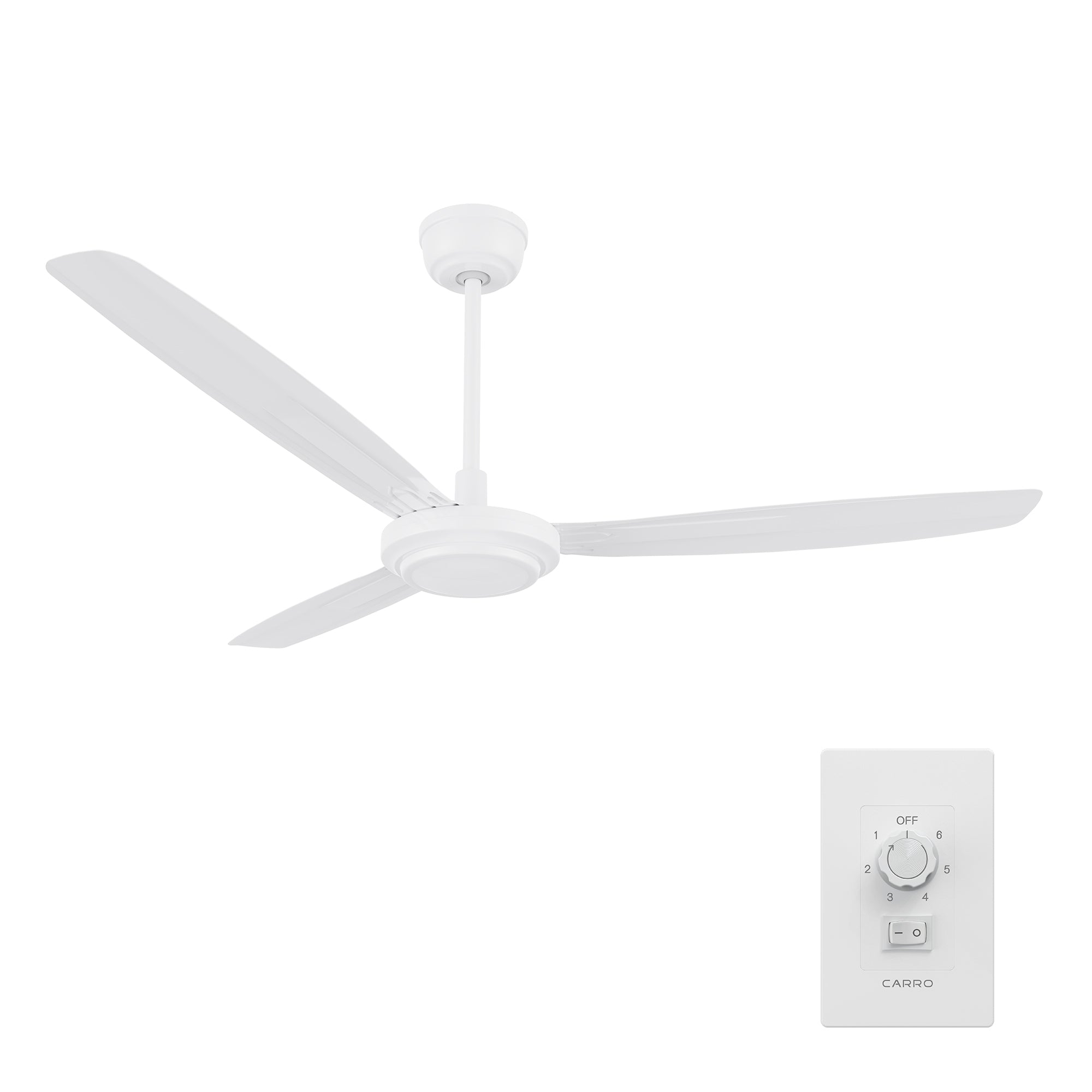 OBERON 56 inch 3-Blade No Light Ceiling Fan with Wall Control