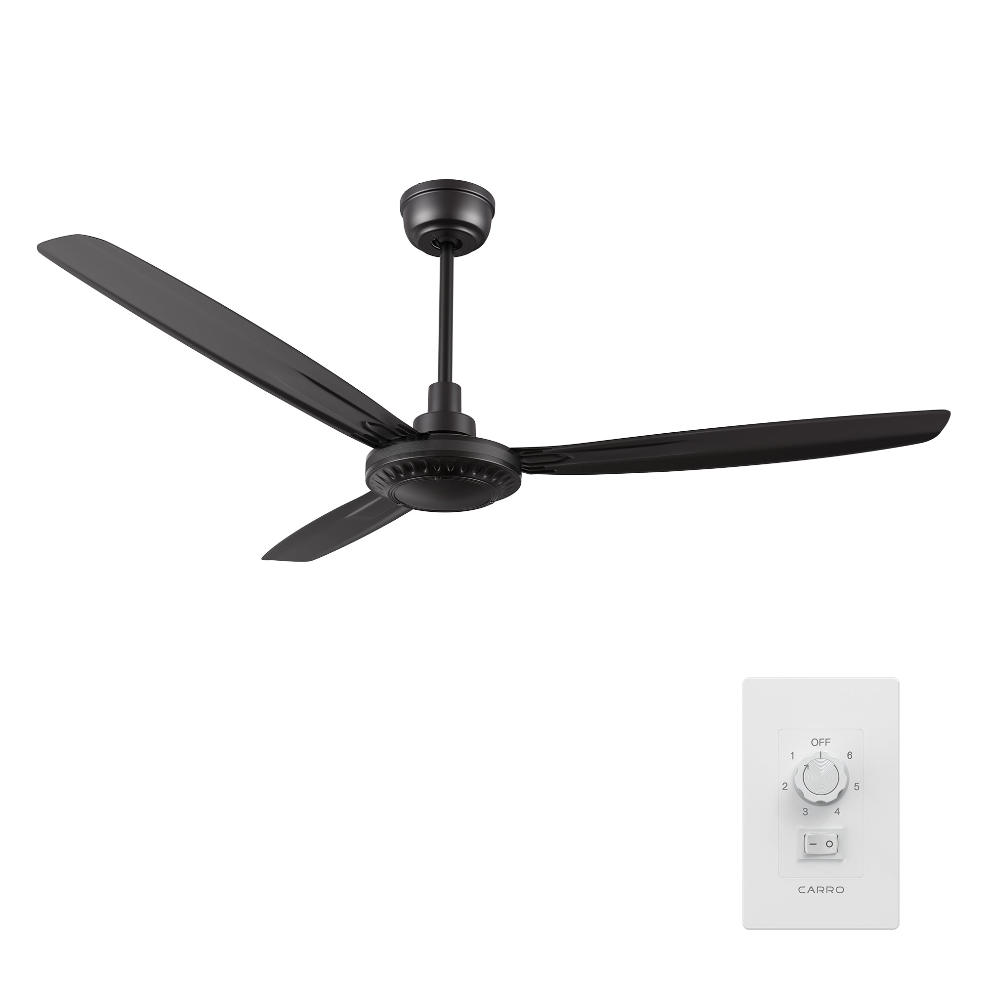 OBERON 56 inch 3-Blade No Light Ceiling Fan with Wall Control