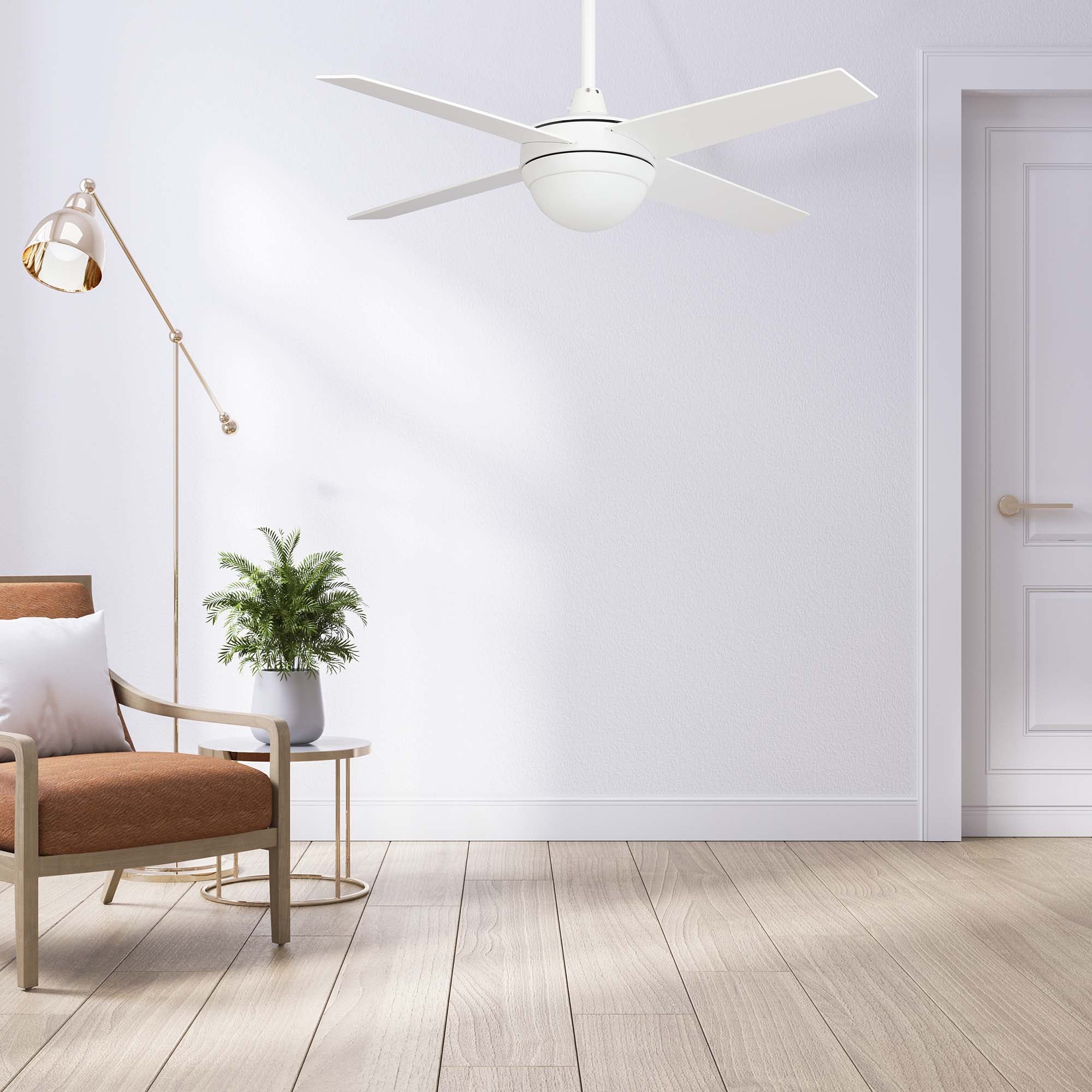 Carro NEVA 48 inch 4-Blade Smart Ceiling Fan with LED Light Kit & Smart Wall Switch - White/White