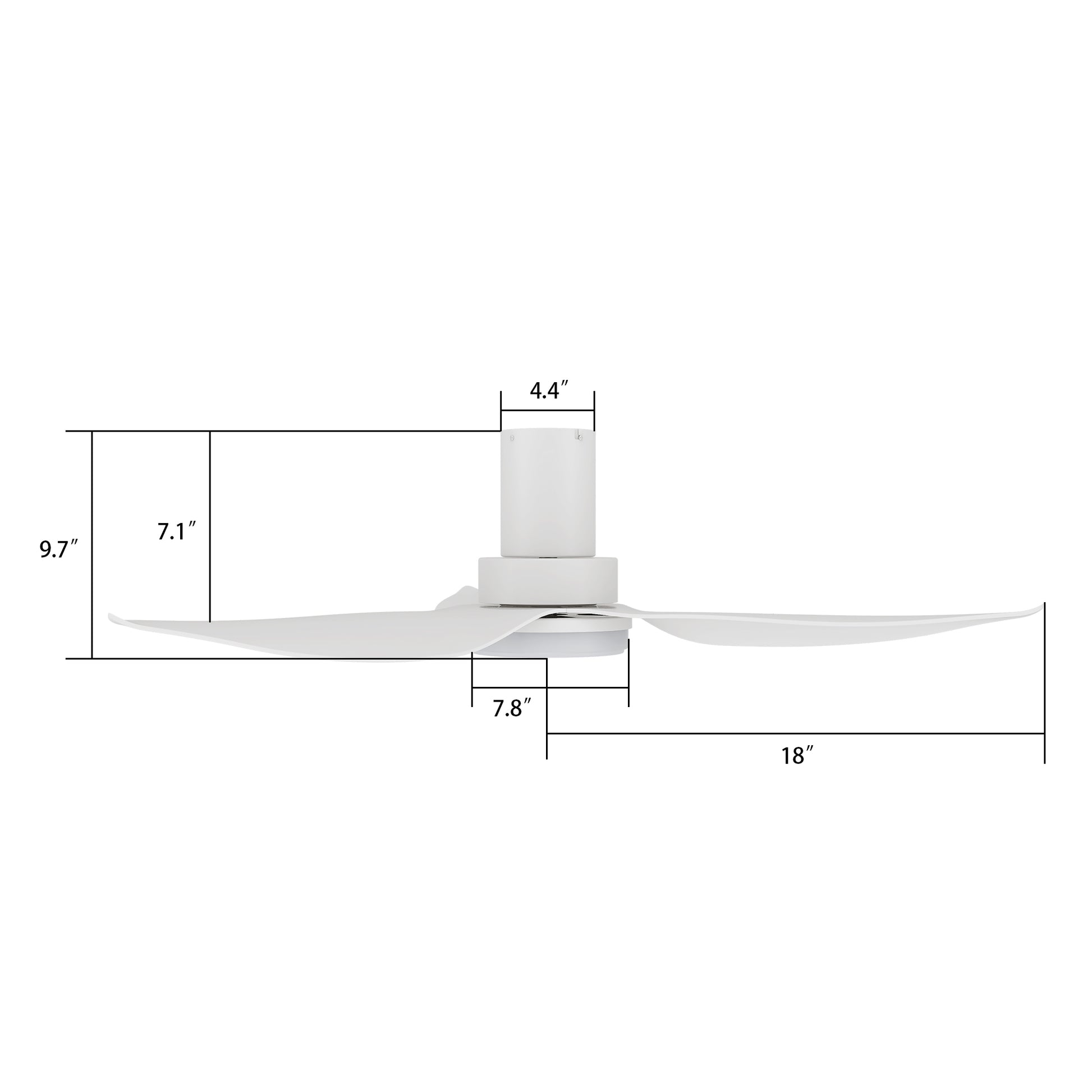 Carro RYNA 36 inch 3-Blade Flush Mount Smart Ceiling Fan with LED Light Kit & Remote- White/White