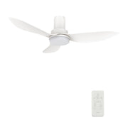Carro RYNA 36 inch 3-Blade Flush Mount Smart Ceiling Fan with LED Light Kit & Remote- White/White