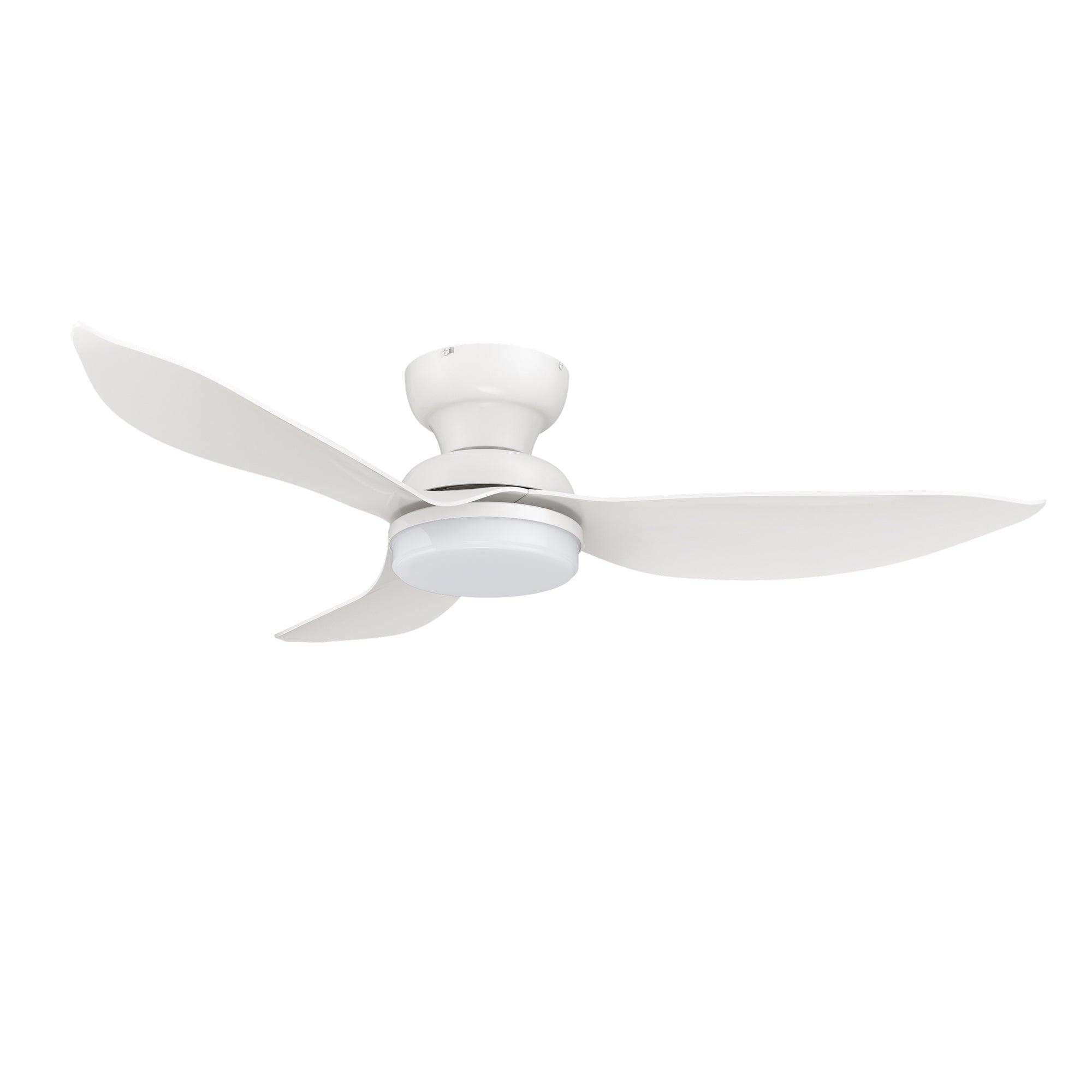 Carro UPTON 45 inch 3-Blade Flush Mount Smart Ceiling Fan with LED Light Kit & Remote- White/White