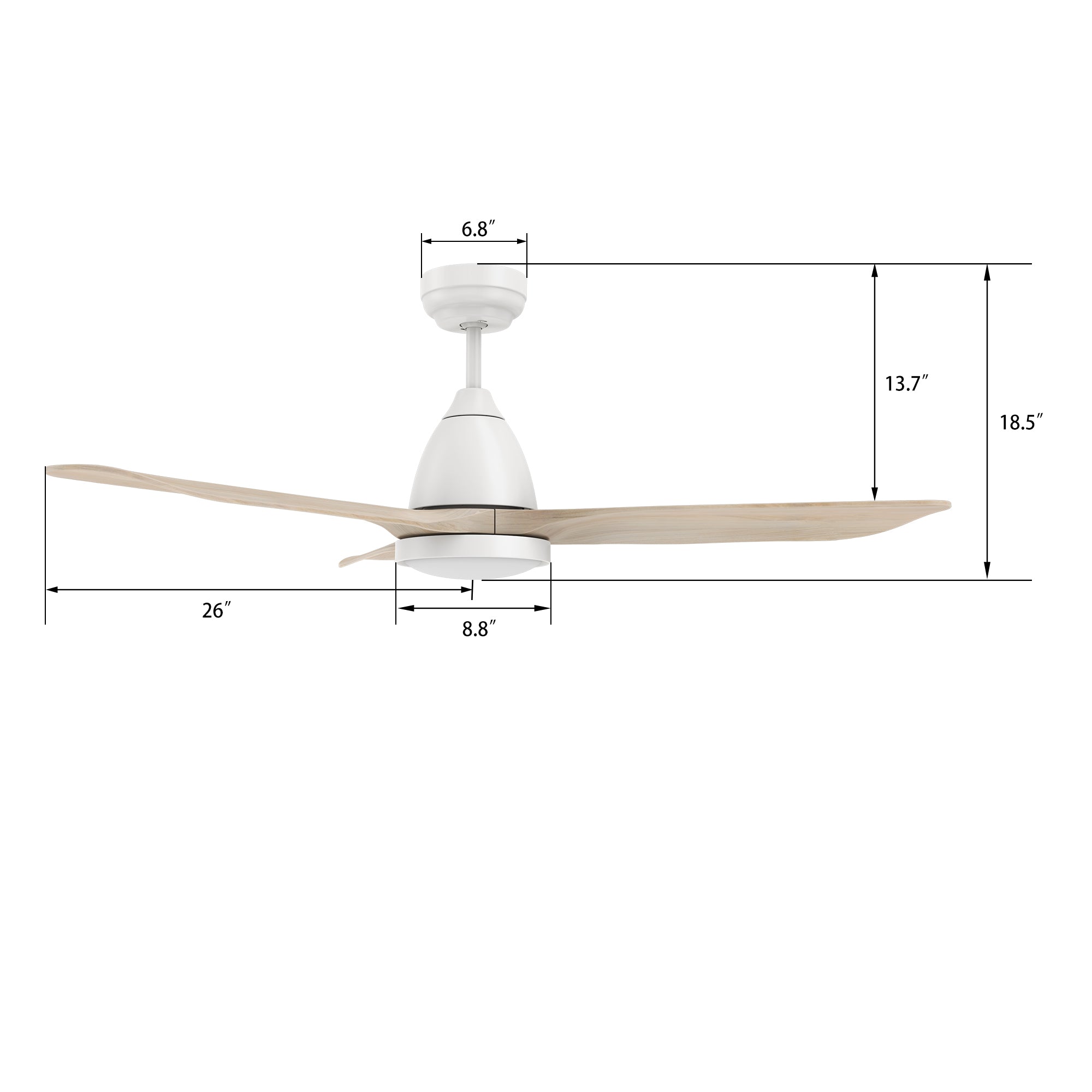 GARRICK 52 inch 3-Blade Smart Ceiling Fan with LED Light & Remote