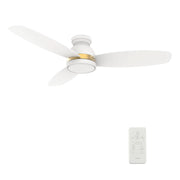 Carro FREMONT 52 inch 3-Blade Flush Mount Smart Ceiling Fan with LED Light Kit & Remote- White/White