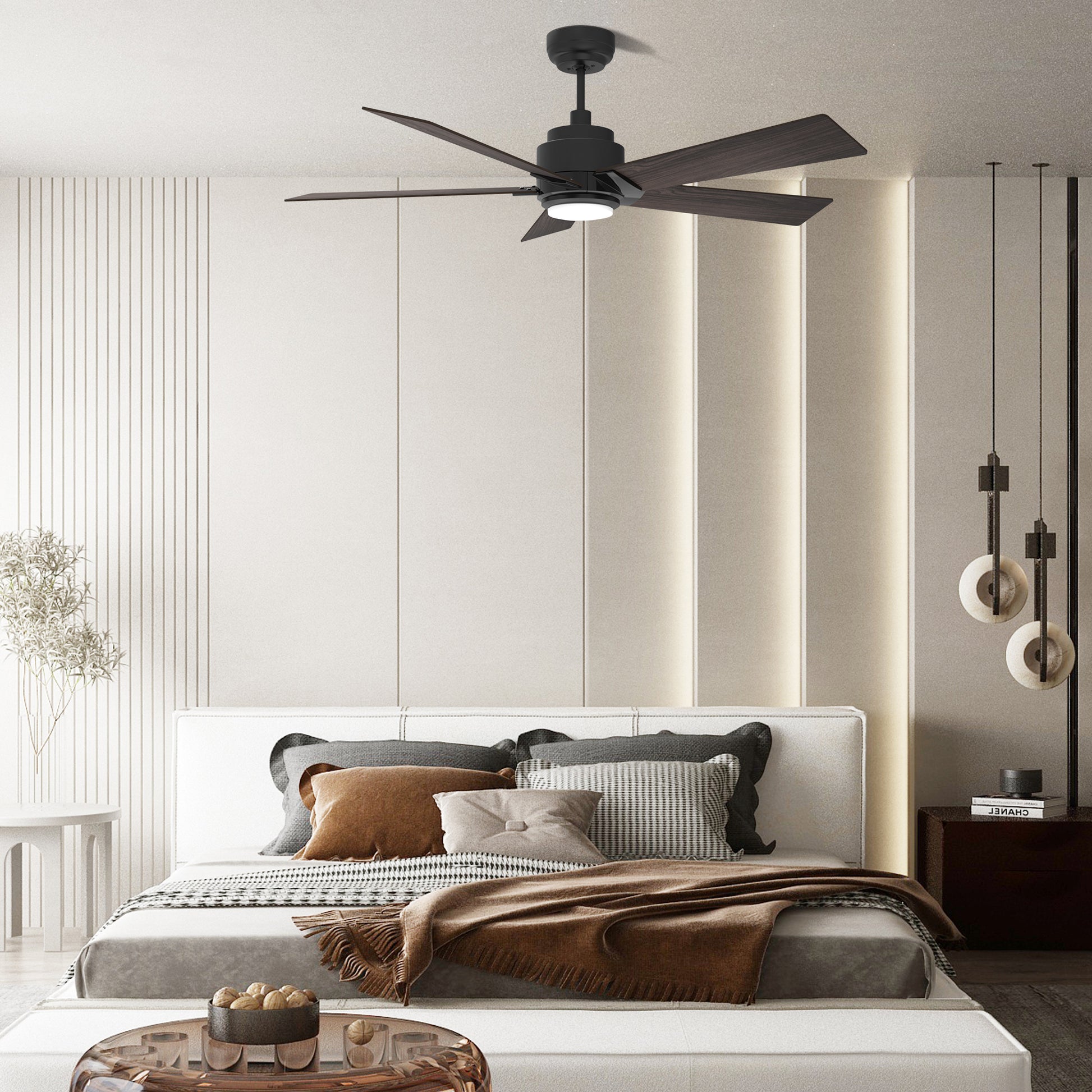 Carro ASCENDER 52 inch 5-Blade Smart Ceiling Fan with LED Light & Remote Control - Black/Dark Wood