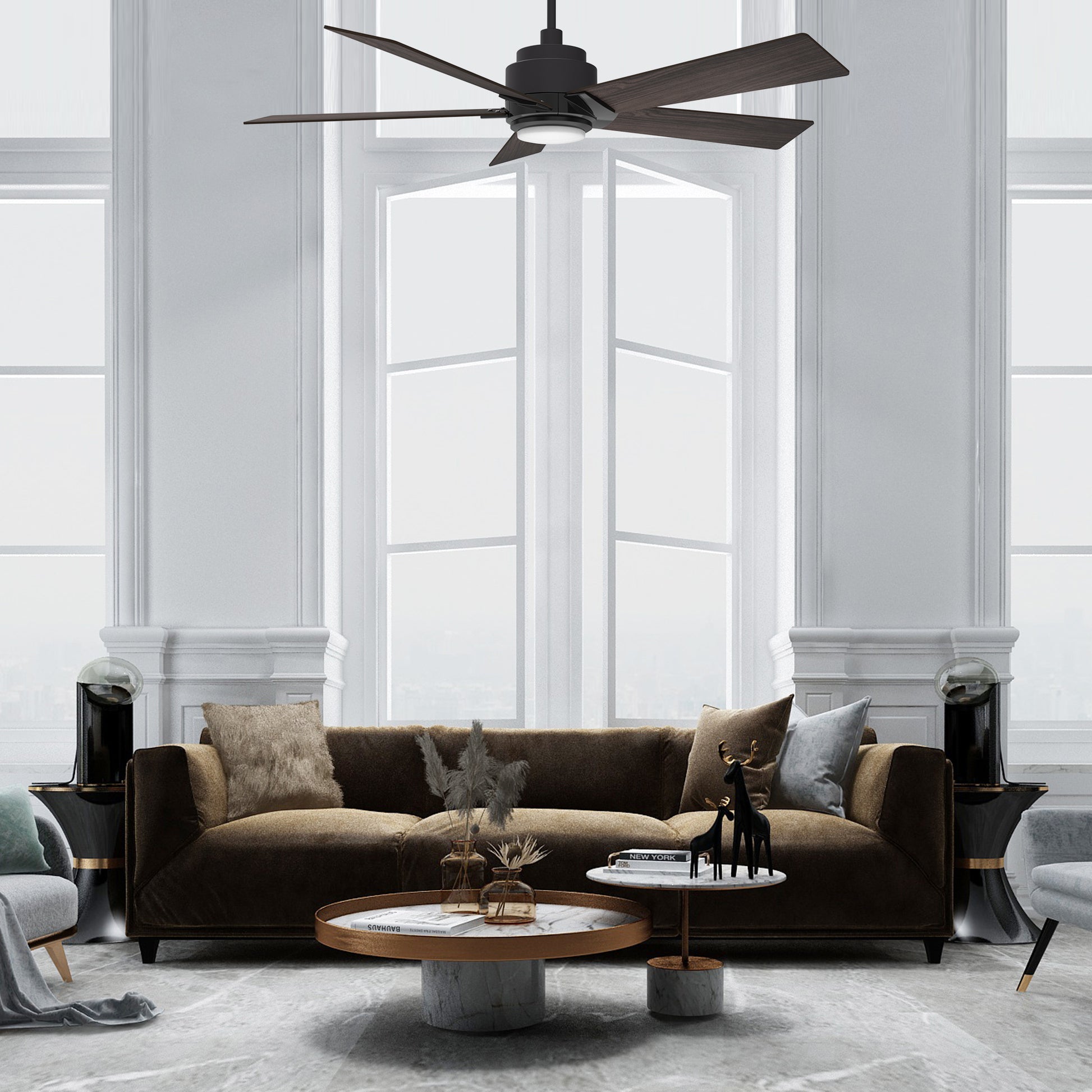 Carro ASCENDER 52 inch 5-Blade Smart Ceiling Fan with LED Light & Remote Control - Black/Dark Wood