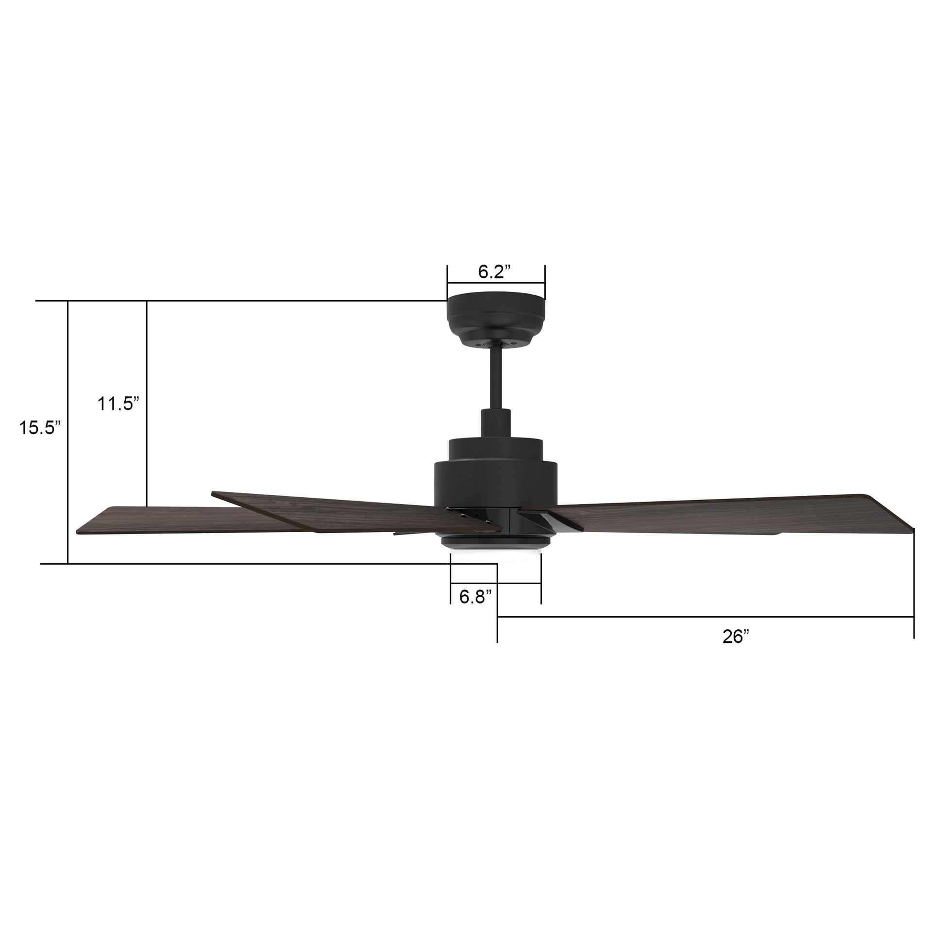 Carro ASCENDER 52 inch 5-Blade Smart Ceiling Fan with LED Light & Remote Control - Black/Dark Wood