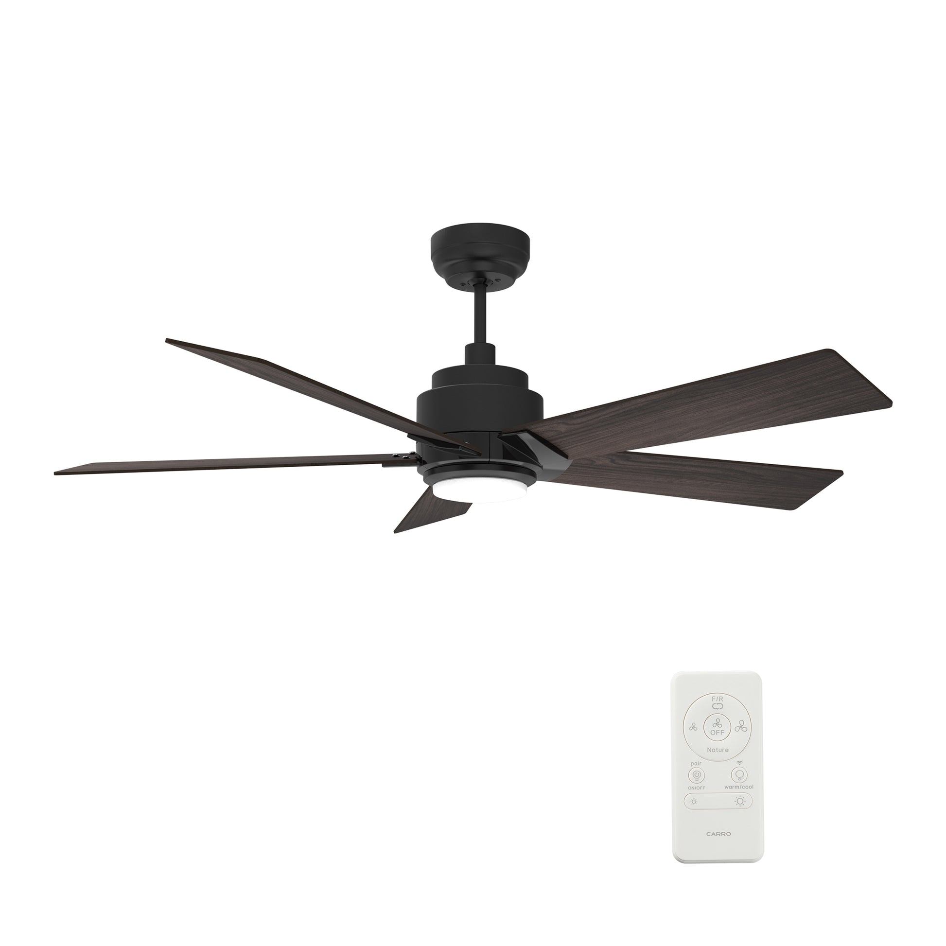 Carro ASCENDER 52 inch 5-Blade Smart Ceiling Fan with LED Light & Remote Control - Black/Dark Wood