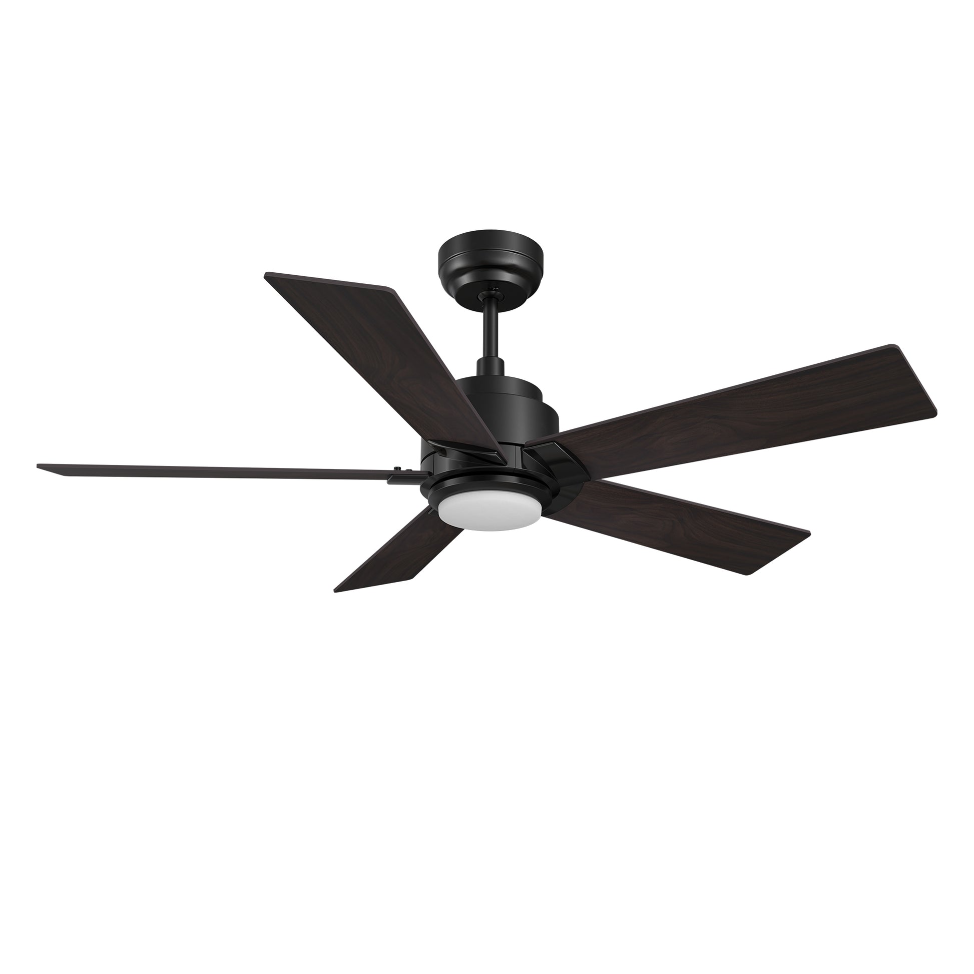 Carro ASCENDER 56 inch 5-Blade Flush Mount Smart Ceiling Fan with LED Light & Remote Control - Black/Walnut & Barnwood (Reversible Blades)