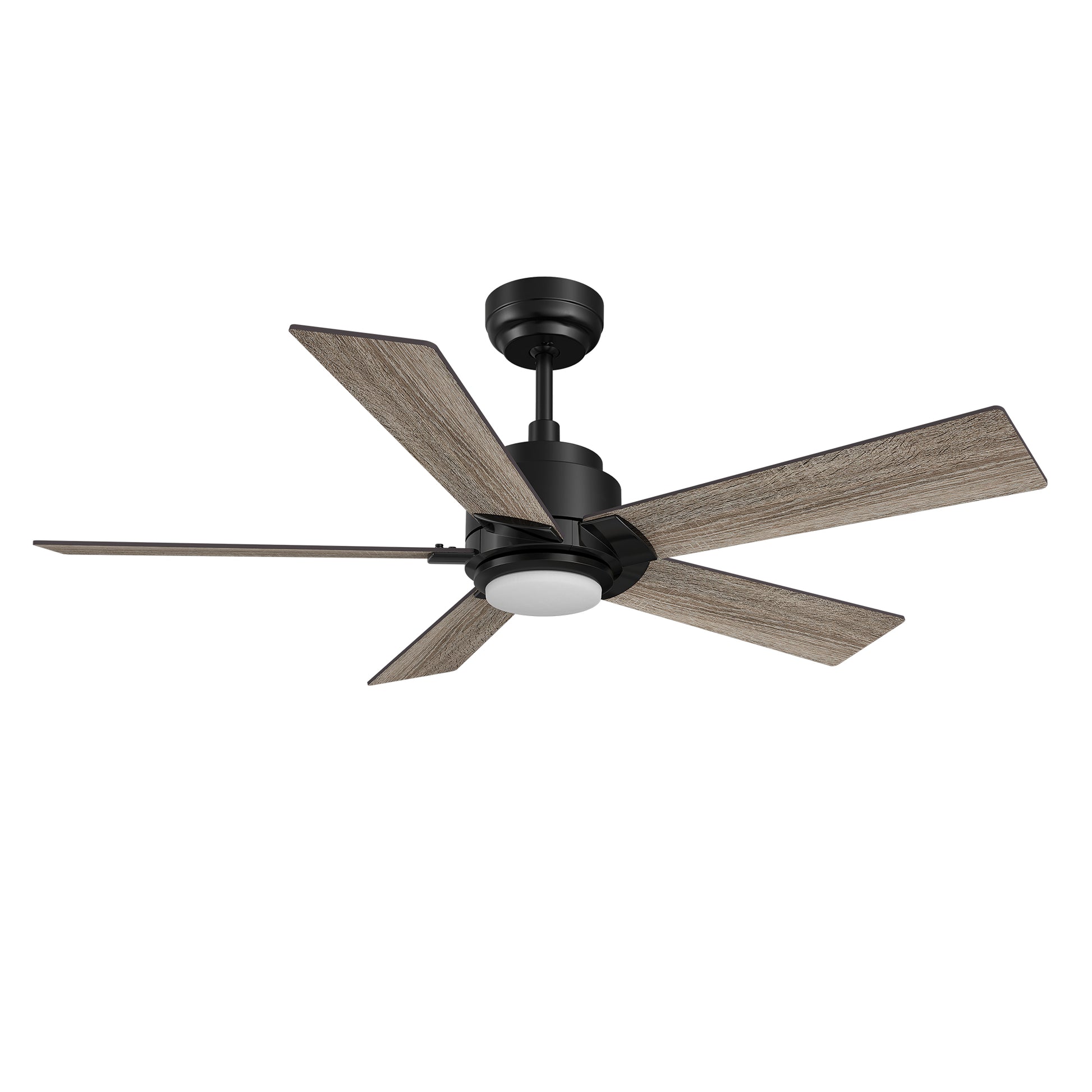 Carro ASCENDER 56 inch 5-Blade Flush Mount Smart Ceiling Fan with LED Light & Remote Control - Black/Walnut & Barnwood (Reversible Blades)