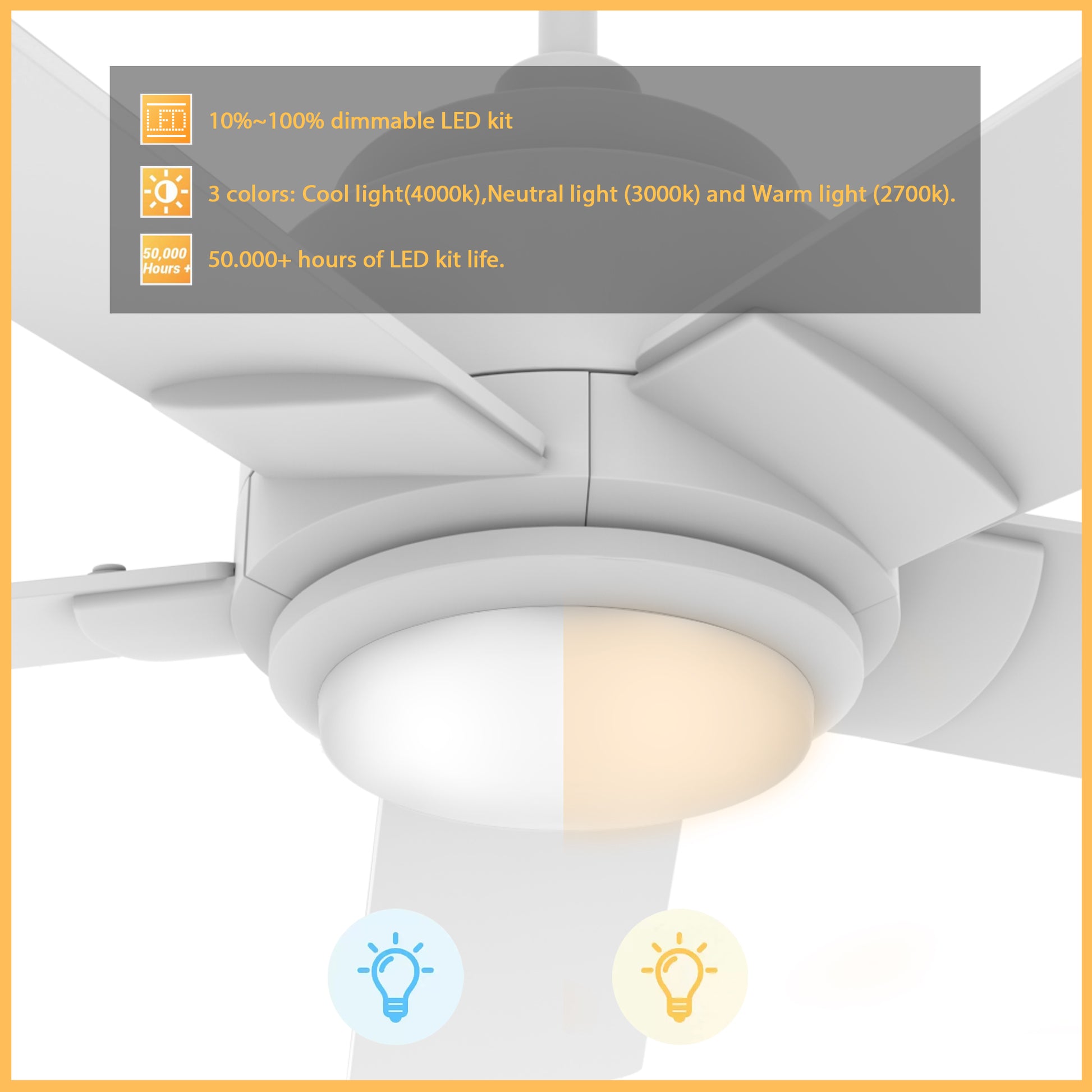 Carro ASCENDER 56 inch 5-Blade Flush Mount Smart Ceiling Fan with LED Light & Remote Control - White/White