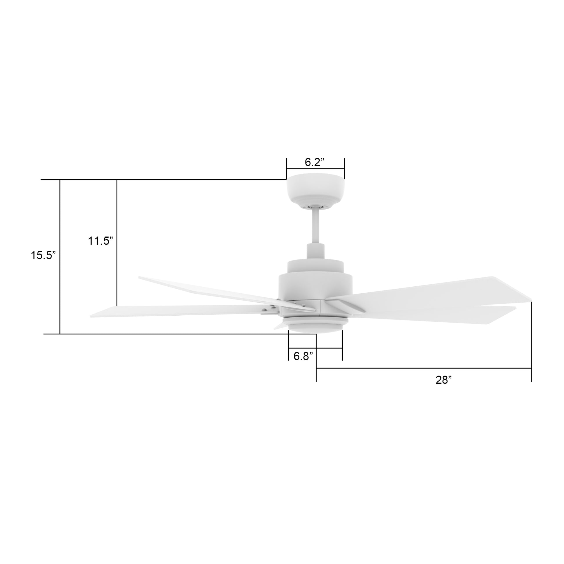 Carro ASCENDER 56 inch 5-Blade Flush Mount Smart Ceiling Fan with LED Light & Remote Control - White/White