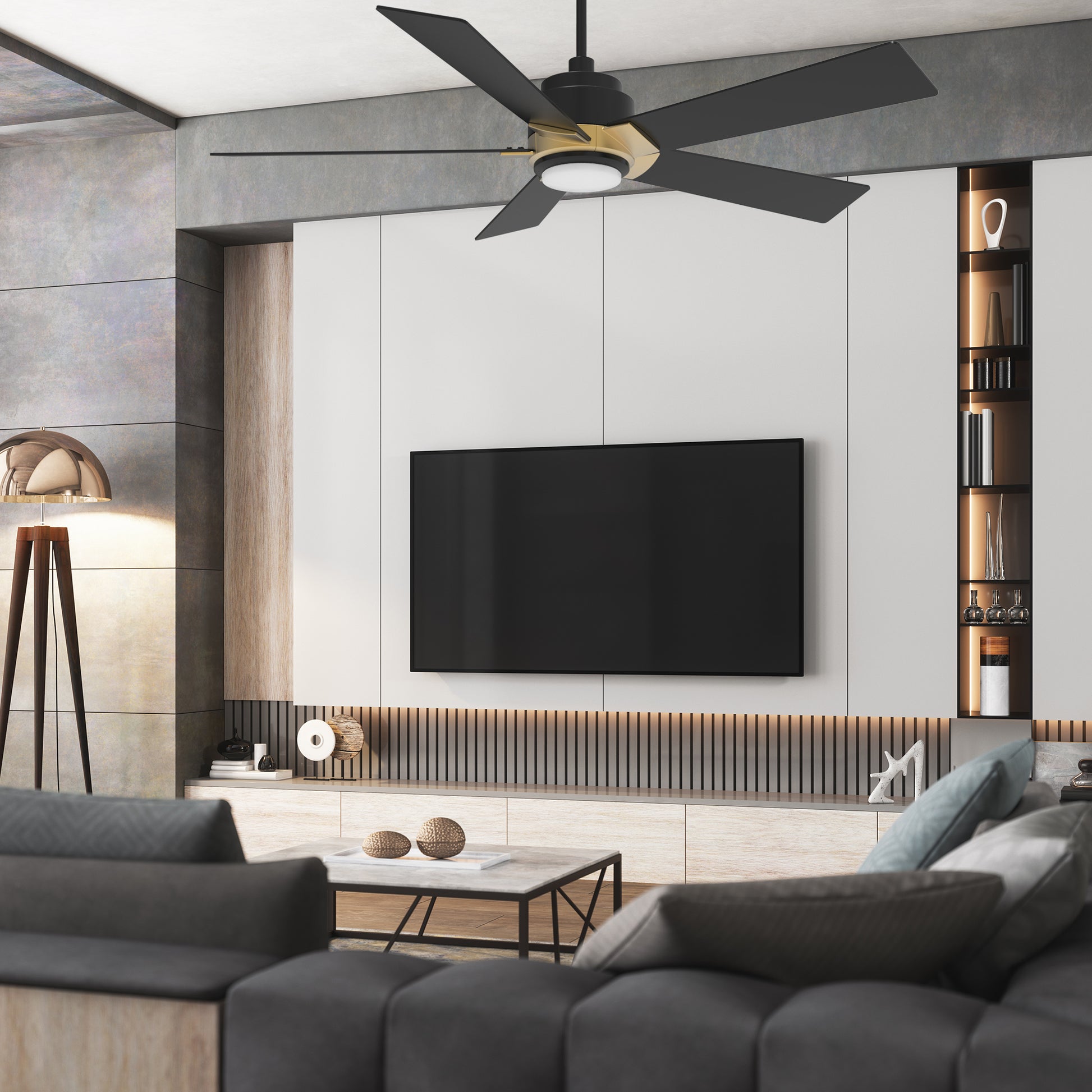 Carro ASCENDER 52'' 5-Blade Smart Ceiling Fan with LED Light & Remote Control - Gold/Dark Wood