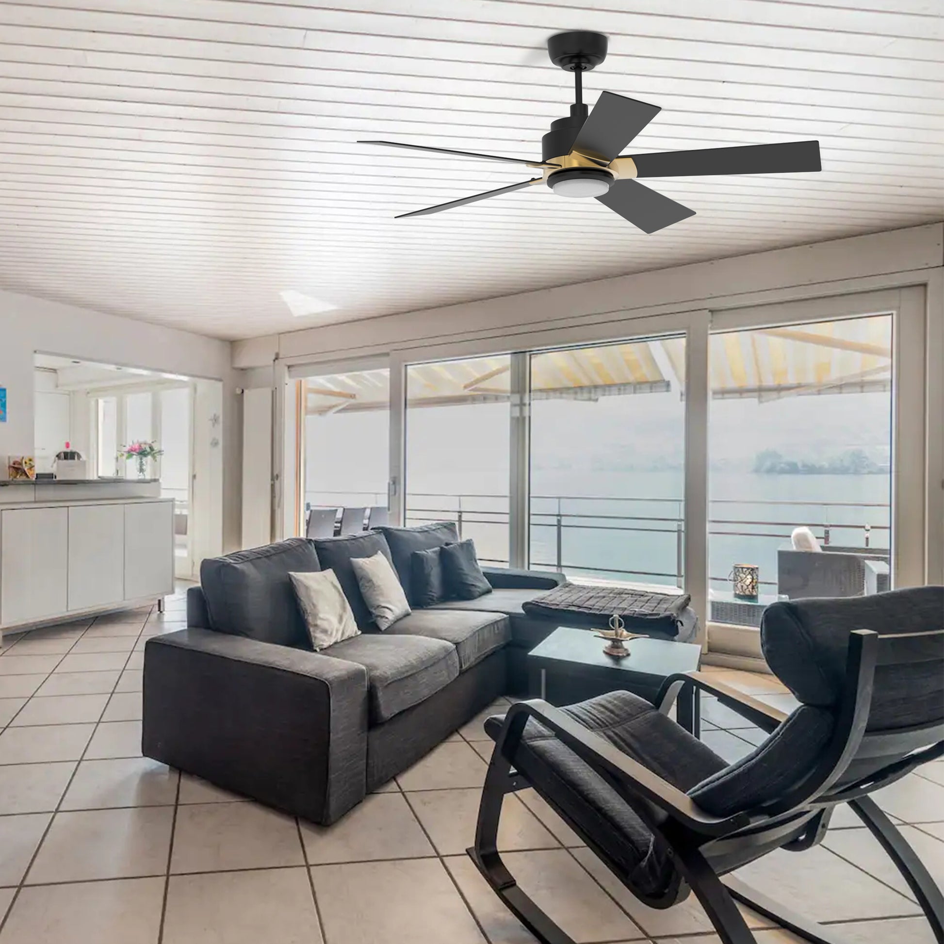 Carro ASCENDER 52'' 5-Blade Smart Ceiling Fan with LED Light & Remote Control - Gold/Dark Wood
