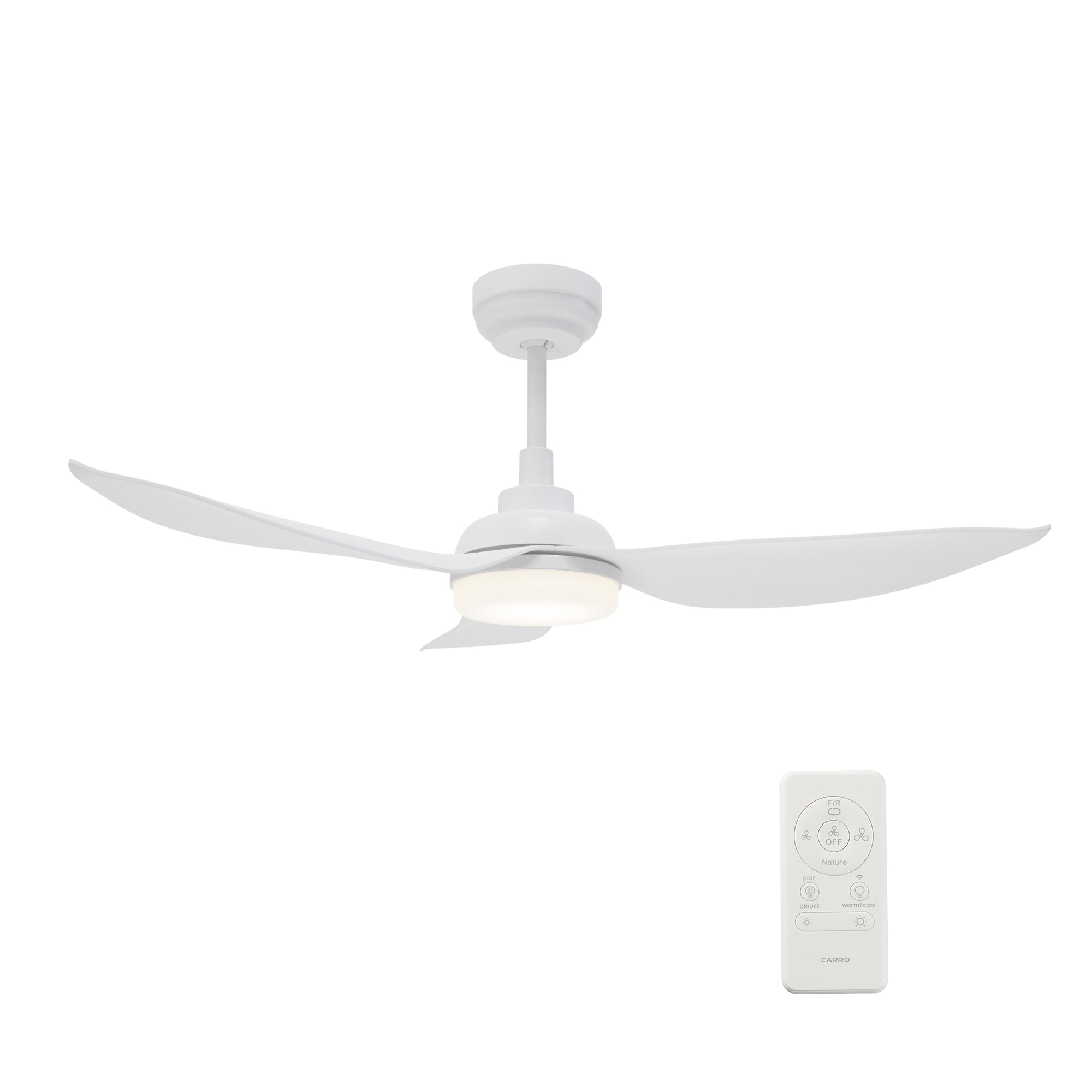 Carro DAFFODIL 45 inch 3-Blade Smart Ceiling Fan with LED Light Kit and Remote - White/White