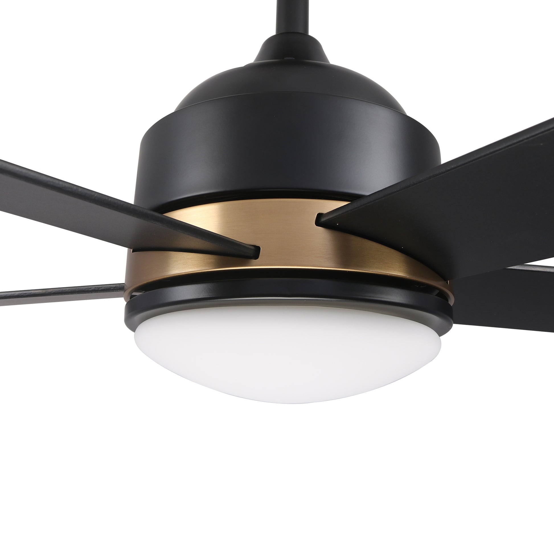 Carro USA SIMOY 52 inch 5-Blade Smart Ceiling Fan with LED Light Kit & Wall Switch - Black/Black (Gold Detail)
