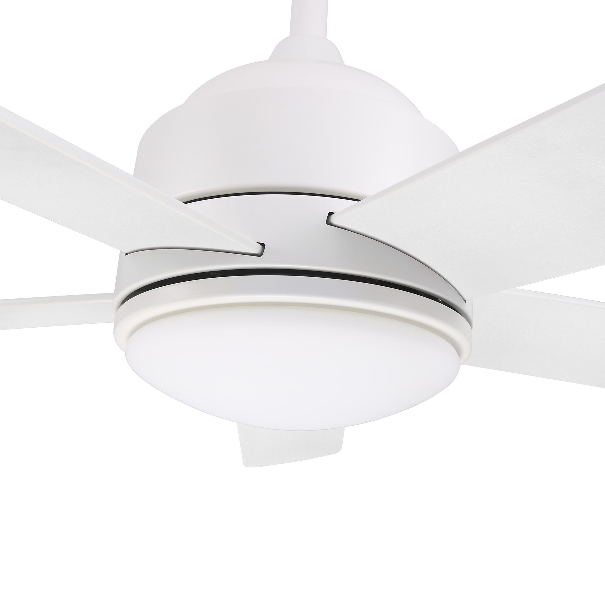 Carro SIMOY 52 inch 5-Blade Smart Ceiling Fan with LED Light Kit & Wall Switch - White/White & Light Wood (Reversible Blade)