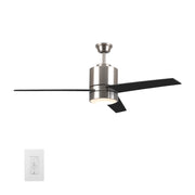 Carro Home RAIDEN 52 inch 3-Blade Smart Ceiling Fan with LED Light Kit & Smart Wall Switch - Silver/Black & Light Wood (Reversible Blades)