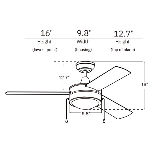 EVERETT 48 Inch 3-Blade Ceiling Fan with LED Light & Pull Chain