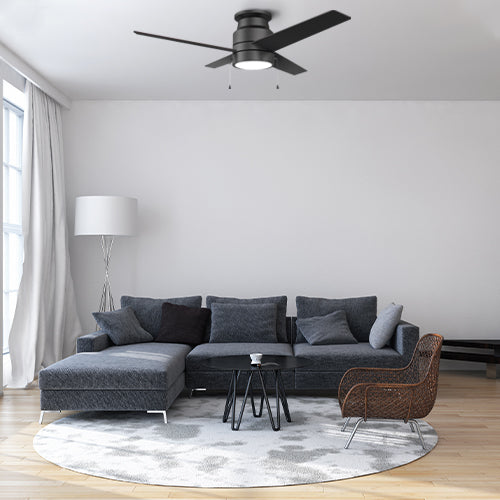 LAMONT 52 inch 4-Blade Flash Mount Ceiling Fan with LED Light & Pull Chain