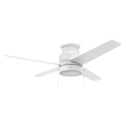 LAMONT 52 inch 4-Blade Flush Mount Ceiling Fan with LED Light & Pull Chain