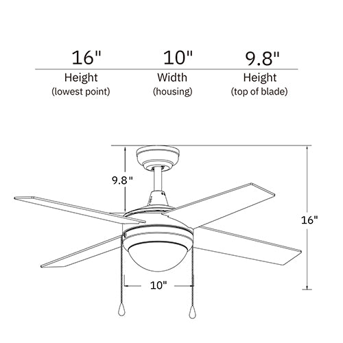 EVERETT 52 inch 4-Blade Ceiling Fan with LED Light & Pull Chain