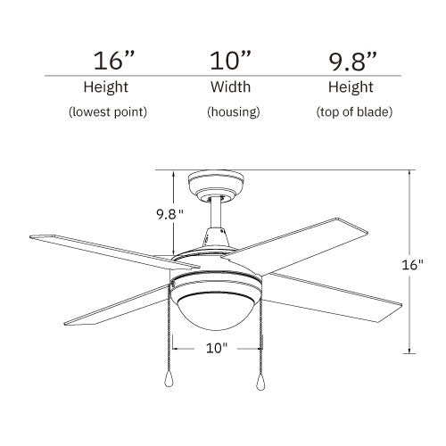 EVERETT 52 inch 4-Blade Ceiling Fan with LED Light & Pull Chain