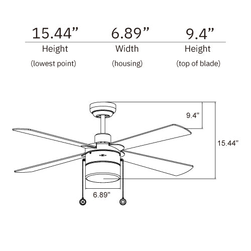 AMALFI 52 inch 4-Blade Ceiling Fan with LED Light & Pull Chain