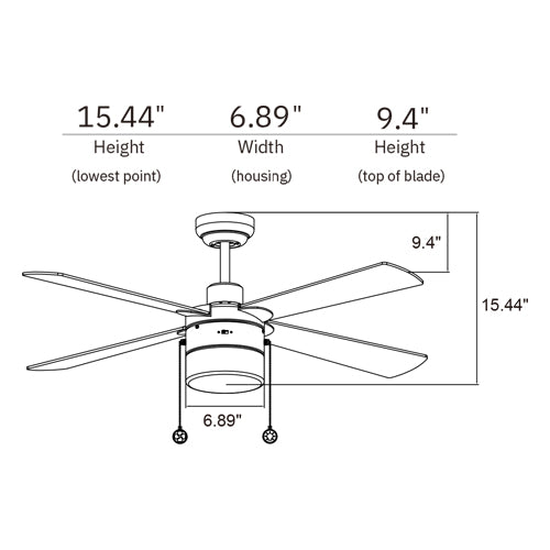 AMALFI 52 inch 4-Blade Ceiling Fan with LED Light & Pull Chain