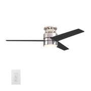 Carro Home RAIDEN 52 inch 3-Blade Flush Mount Smart Ceiling Fan with LED Light Kit & Smart Wall Switch  - Silver/Black fan blades