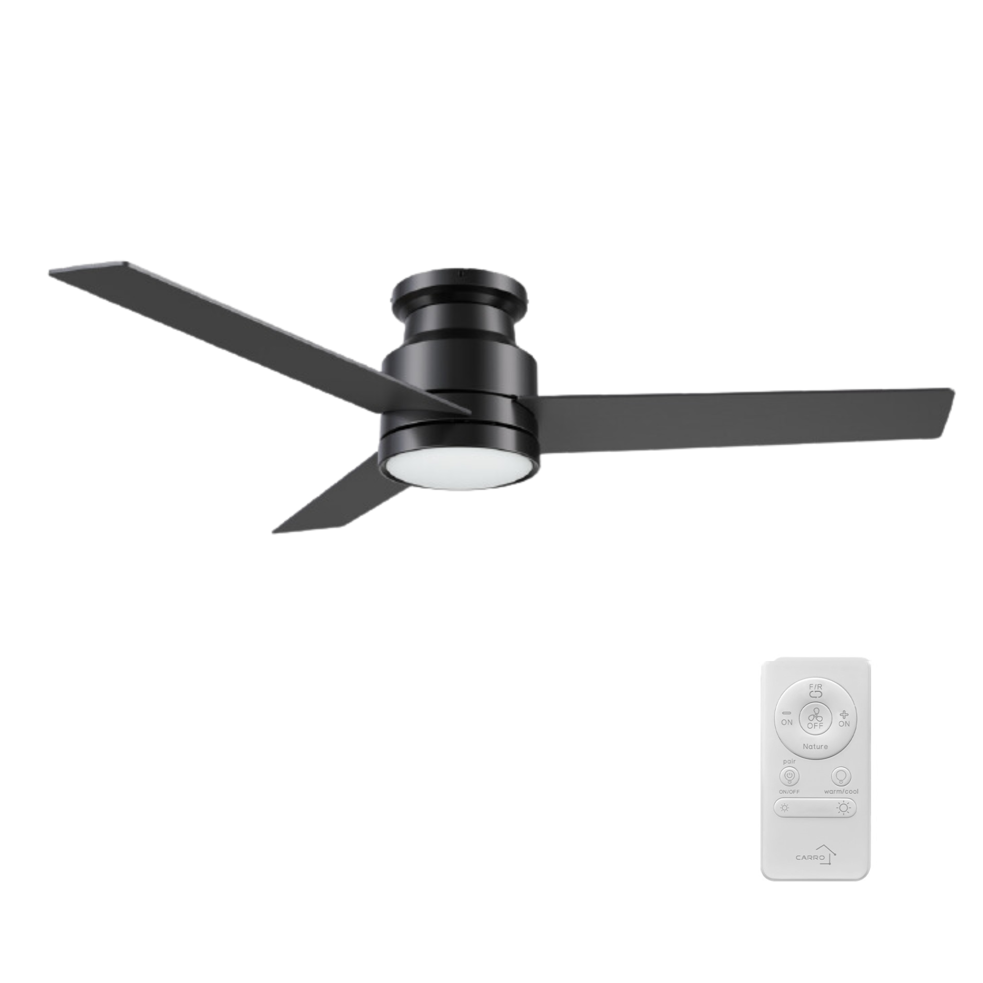 SANTANA 52 inch 3-Blade Flush Mount Ceiling Fan with LED light & Remote