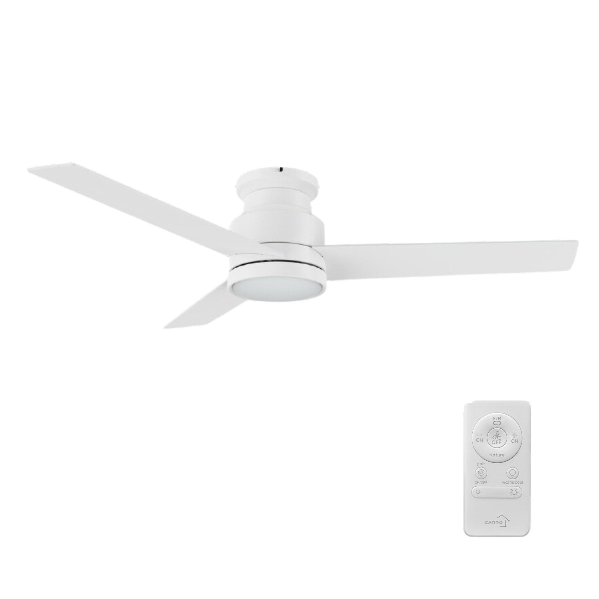 SANTANA 52 inch 3-Blade Flush Mount Ceiling Fan with LED light & Remote