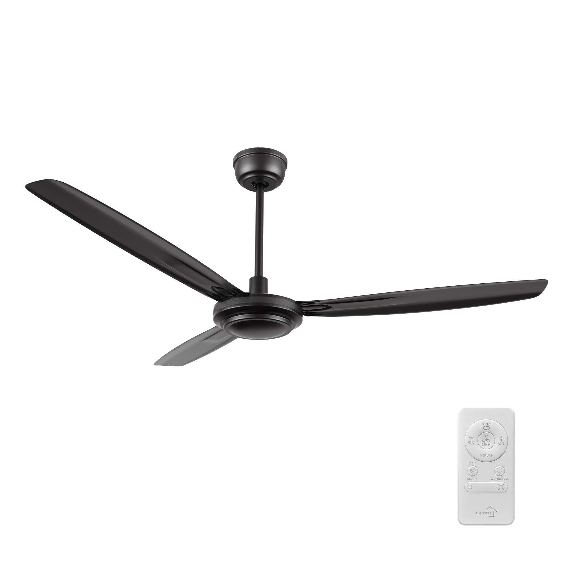 OBERON 56 inch 3-Blade No Light Ceiling Fan with Remote & Wall Control