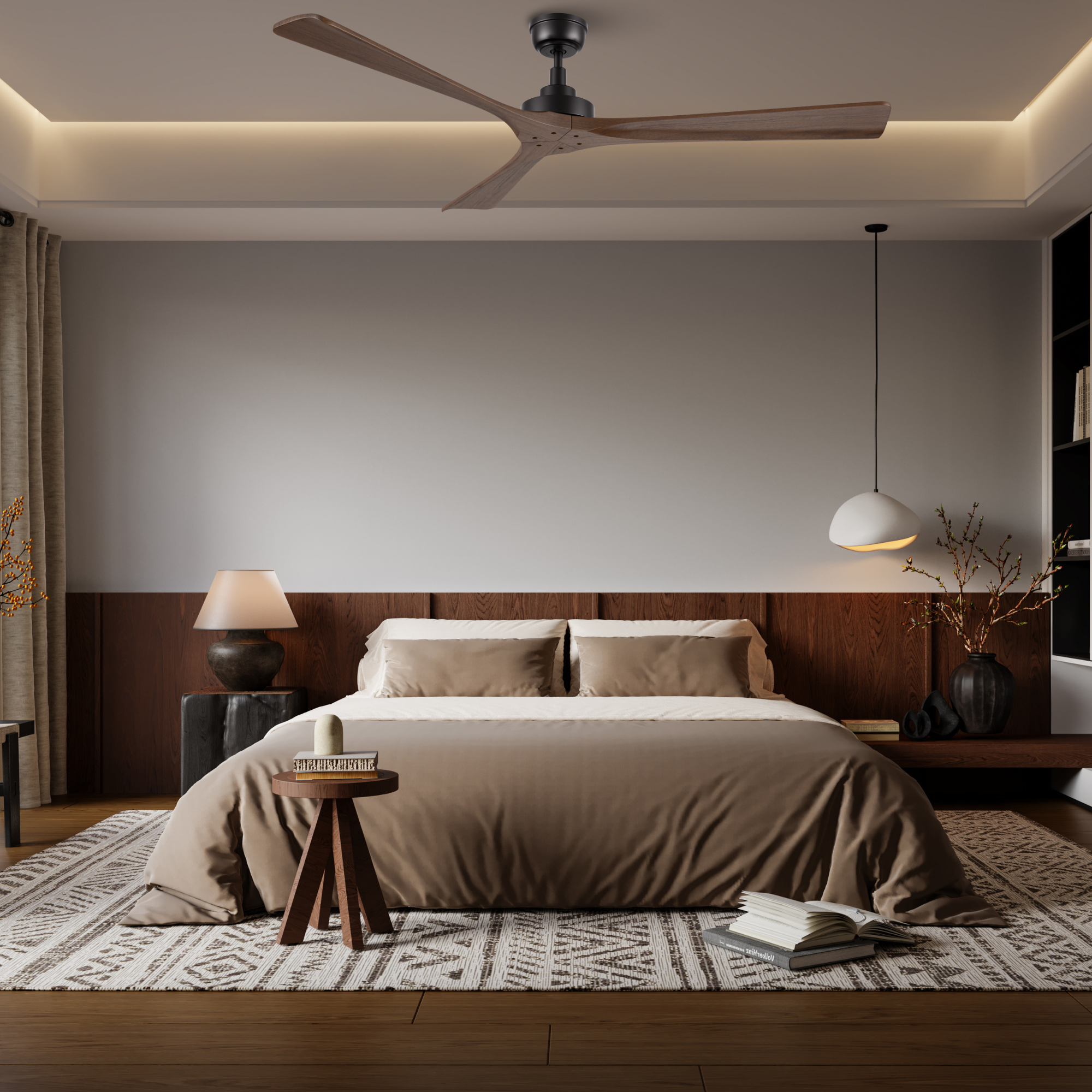 ATHENA 60 inch 3-Blade No Light Ceiling Fan with Remote